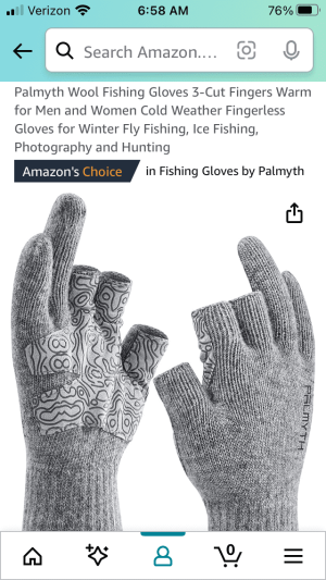 Wool Fishing Gloves 3-Cut Fingers